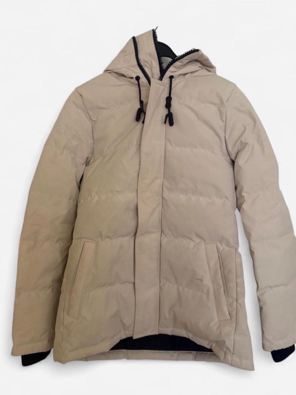 Aritzia TNA Beige Hooded Puffer Jacket - Women's Winter Coat